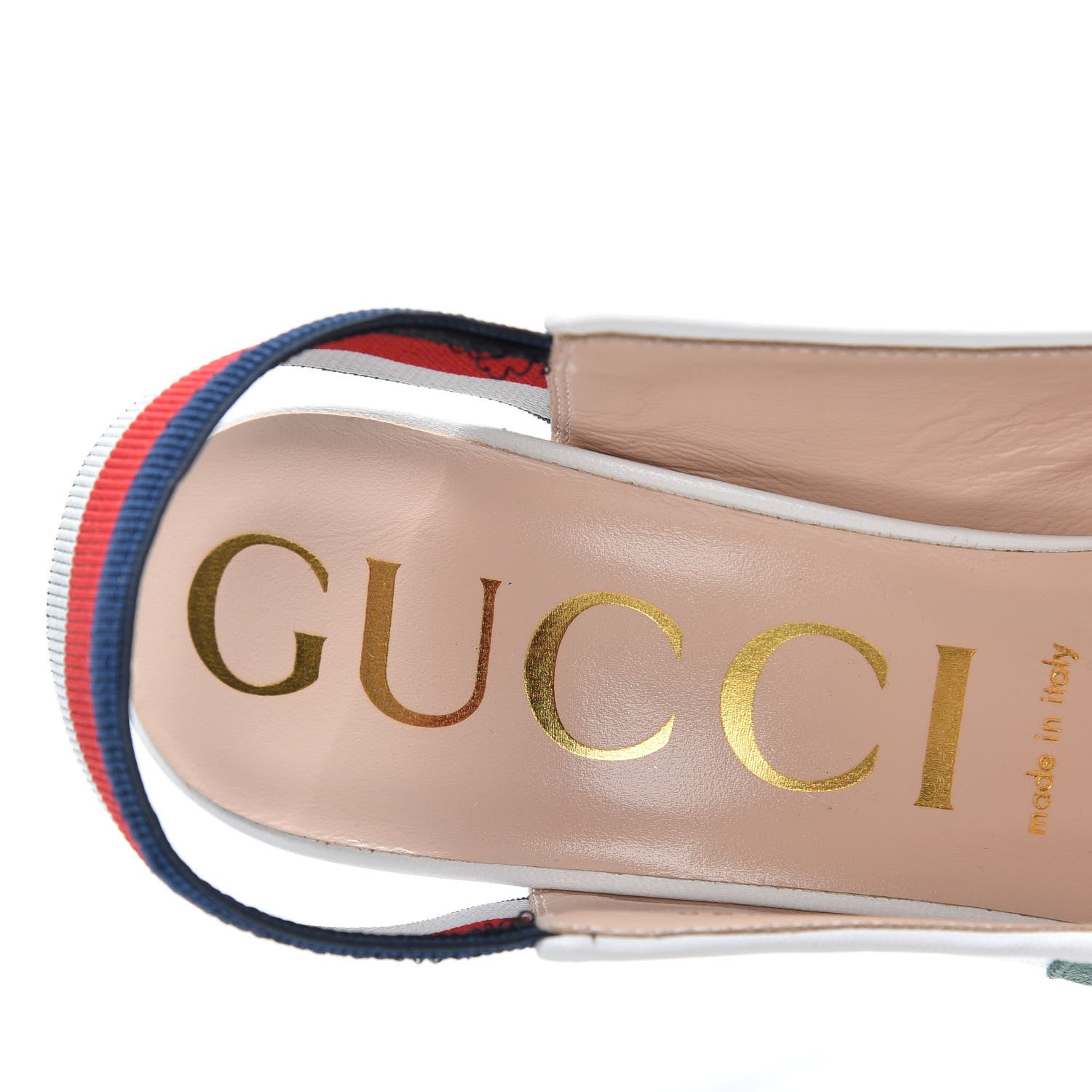 Gucci Malaga Kid Web Sylvie High Heel Slingback Pumps 41 White 8 of 11