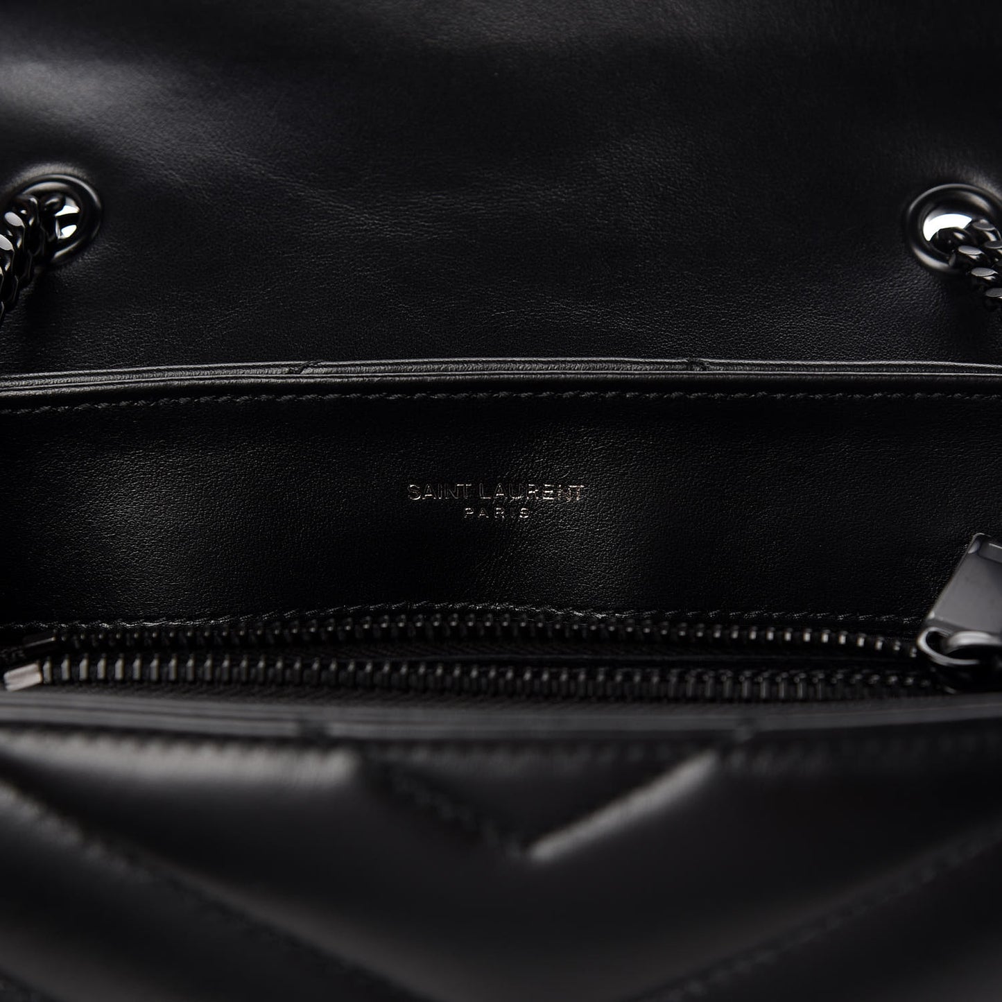 Calfskin Y Quilted Monogram Small Loulou Chain Satchel Black