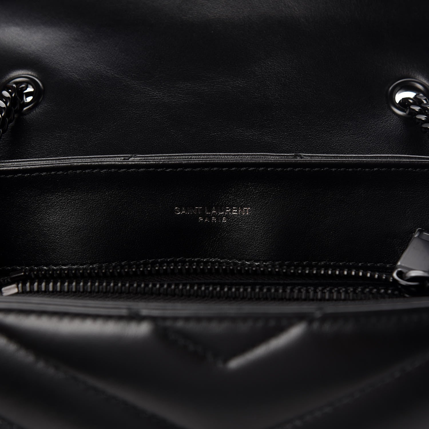 Saint Laurent Calfskin Y Quilted Monogram Small Loulou Chain Satchel Black 9 of 12