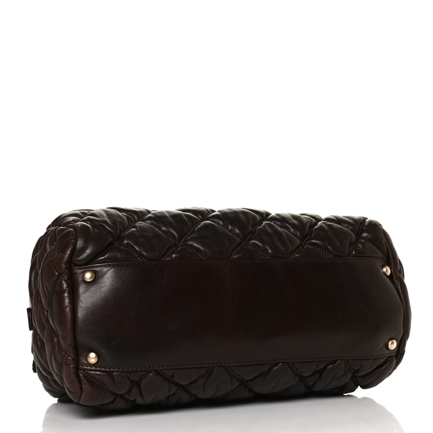 Calfskin Bubble Quilt Bowler Dark Brown