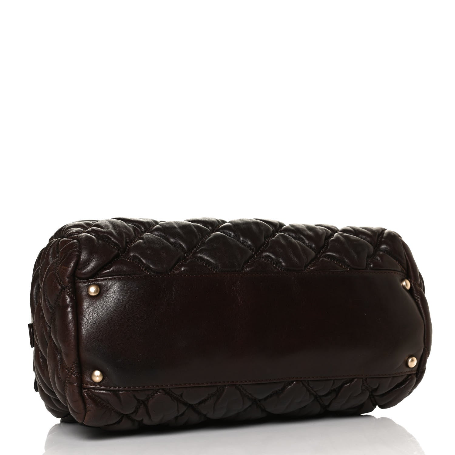 Chanel Calfskin Bubble Quilt Bowler Dark Brown 4 of 13
