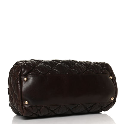 Chanel Calfskin Bubble Quilt Bowler Dark Brown 4 of 13