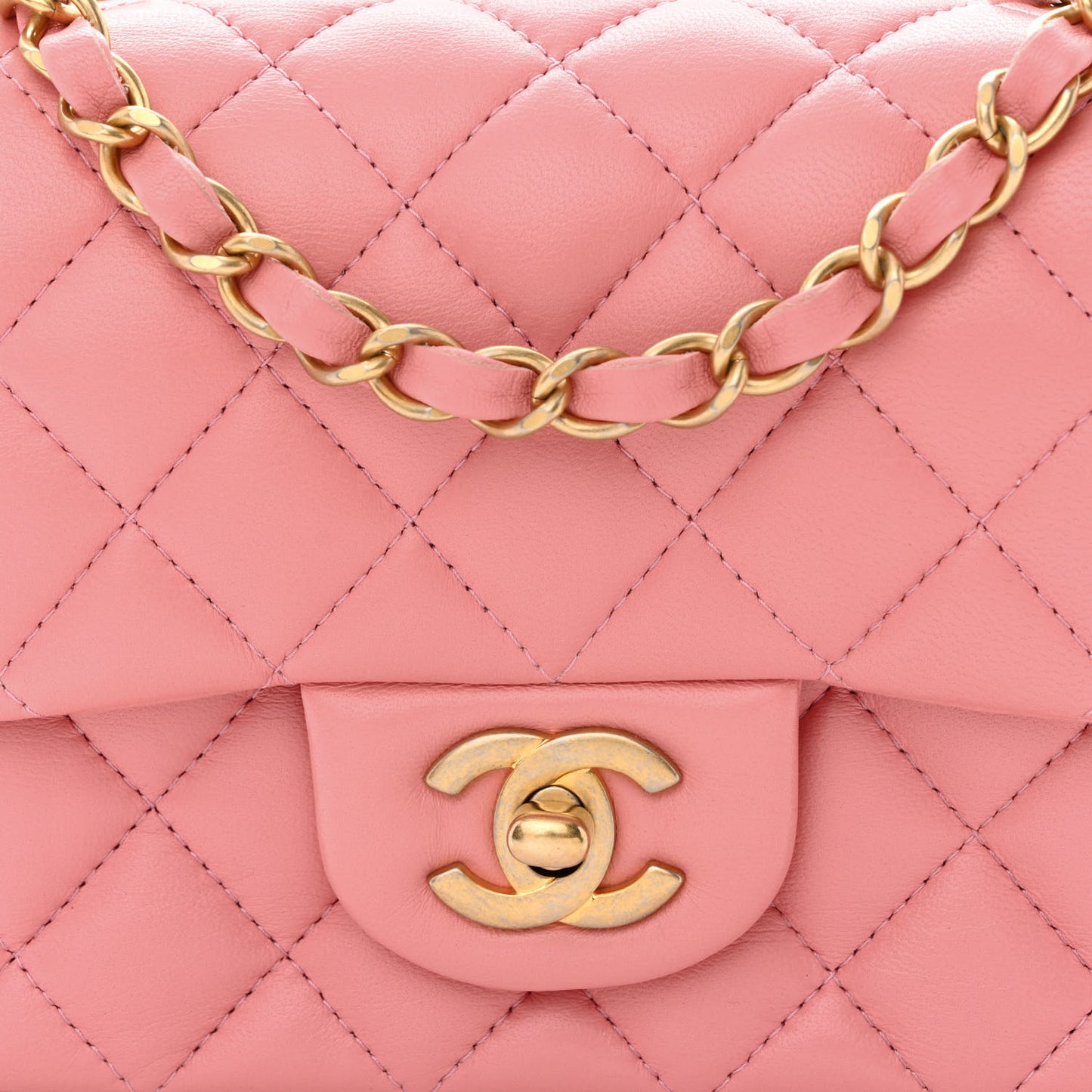 Lambskin Quilted Mini Square Flap Pink