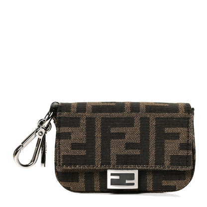 Fendi Fabric Jacquard FF 1974 Nano Baguette Charm Tobacco Moro Black 1 of 10