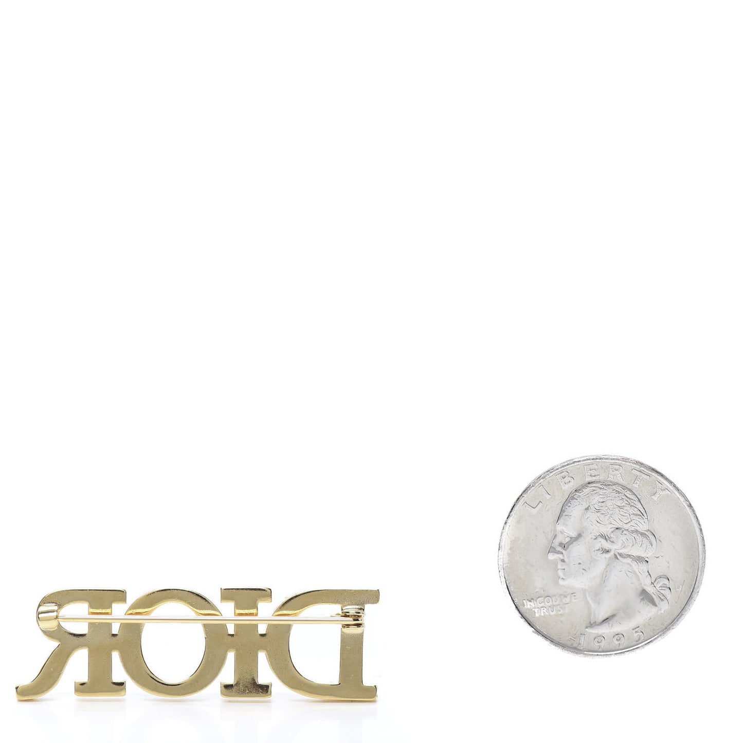 Crystal Dior Logo Brooch Gold