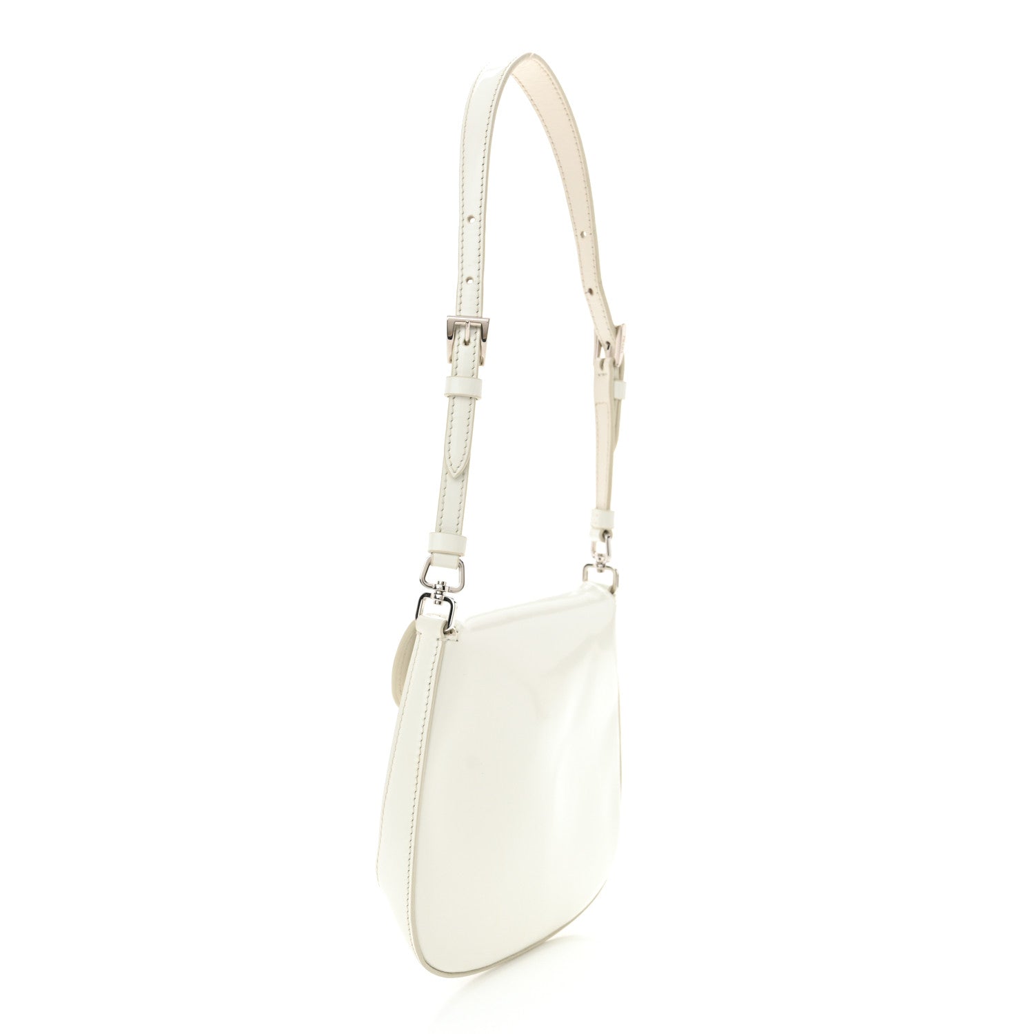 Prada Spazzolato Mini Cleo Flap Shoulder Bag White 3 of 11