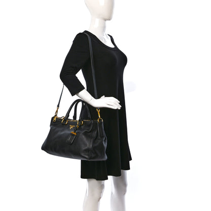 Prada Soft Calfskin Double Zip Shoulder Bag Black 2 of 15