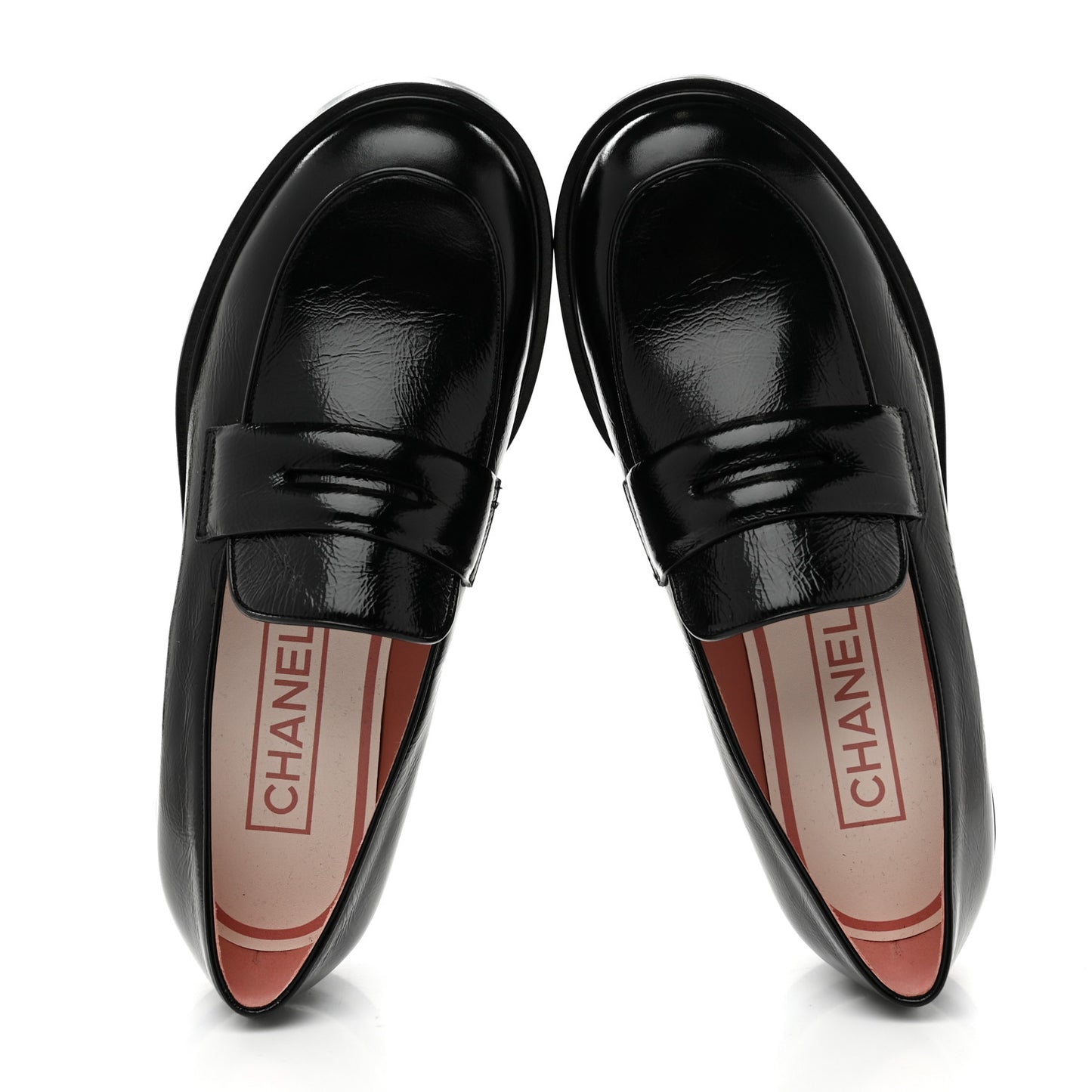 Shiny Crumpled Calfskin CC Loafers 36.5 Black