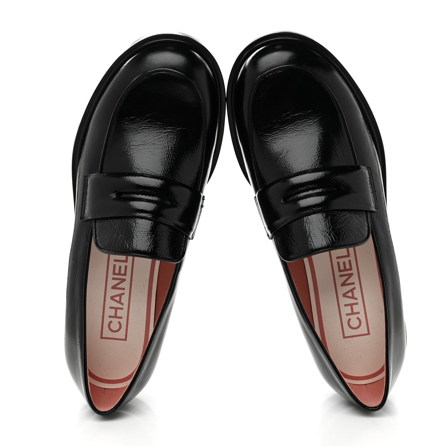 Chanel Shiny Crumpled Calfskin CC Loafers 36.5 Black 2 of 9