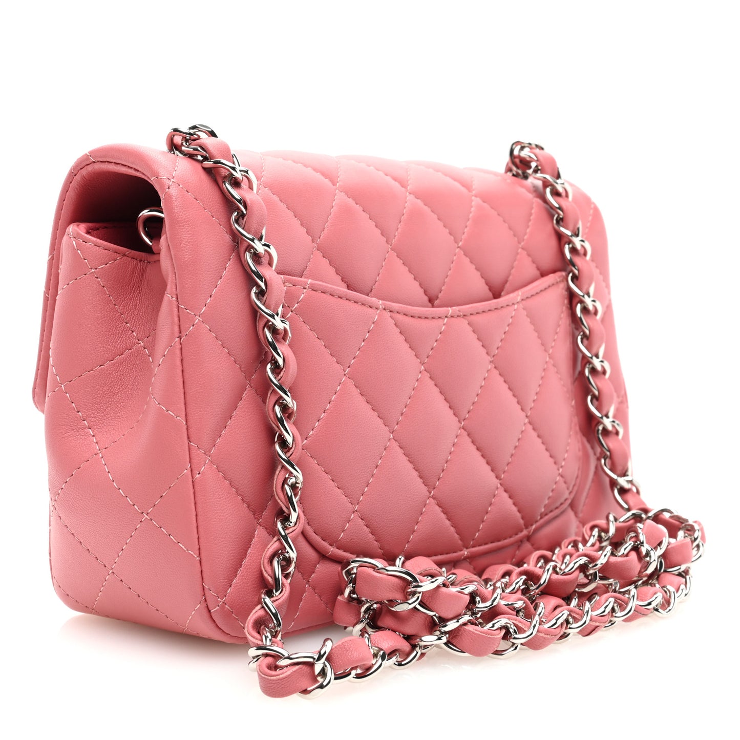 Lambskin Quilted Mini Rectangular Flap Pink
