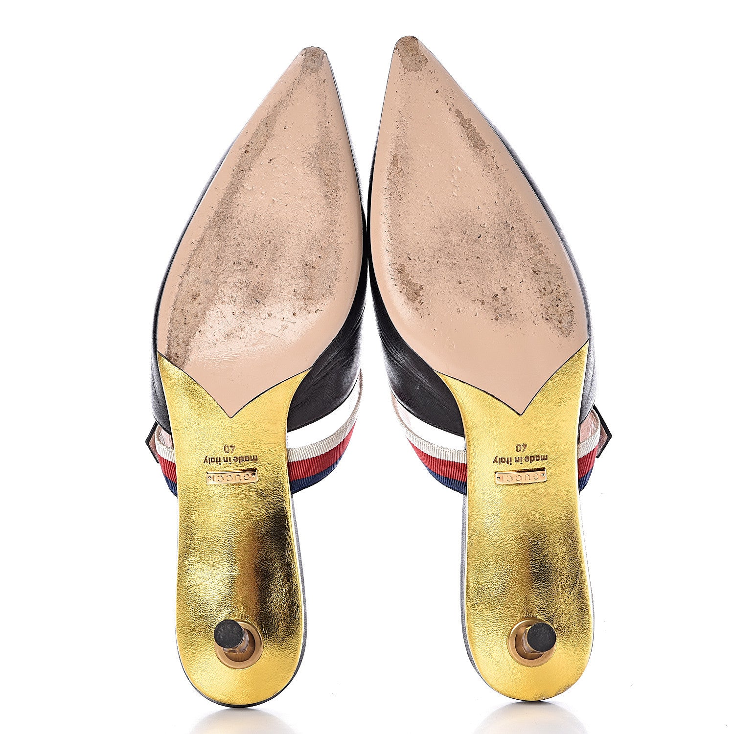 Gucci Malaga Kid Sylvie Web Bamboo Low Heel Mules 40 Black 10 of 14