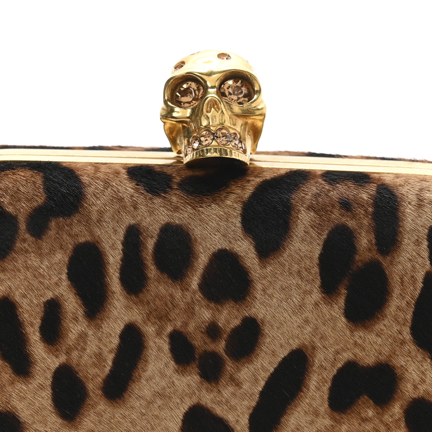 Alexander McQueen Calf Hair Leopard Print Skull Box Clutch 8 of 10