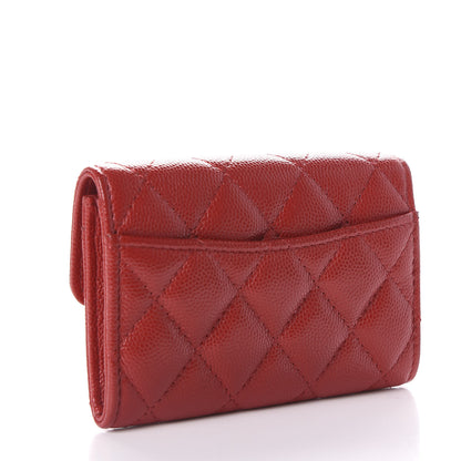 Chanel Caviar Quilted Flap Card Holder Wallet Red 2 of 10