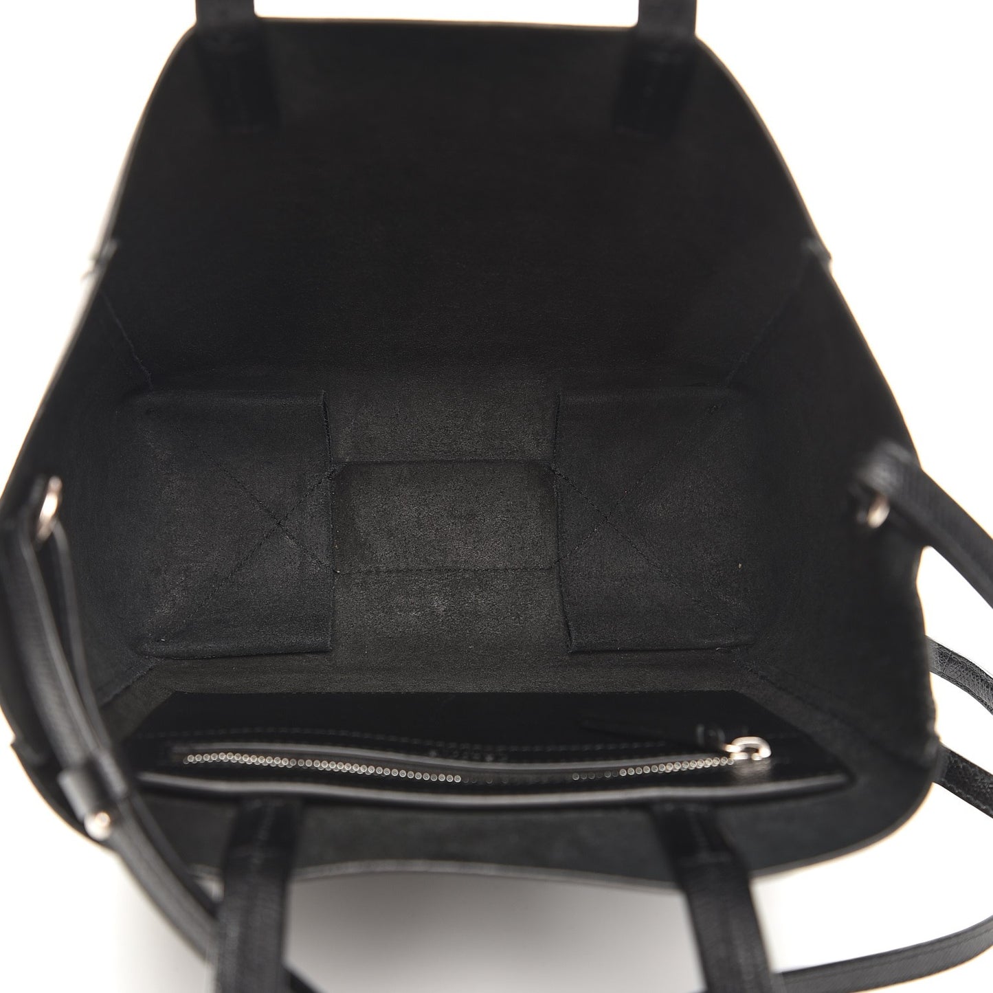 Grained Calfskin Small Vertical Cabas Black