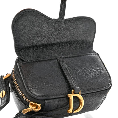 Christian Dior Goatskin Mini Saddle Shoulder Strap Pouch Black 9 of 9