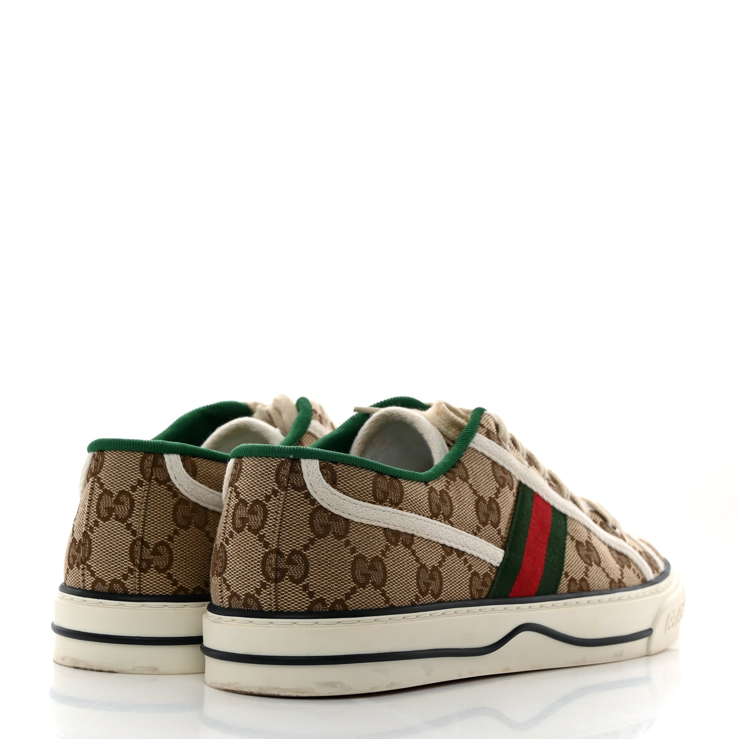 GG Monogram Web Mens 1977 Tennis Sneakers 7 Beige Ebony Mystic White