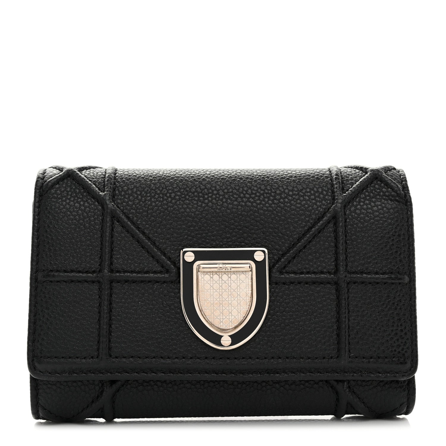 Christian Dior Grained Calfskin Cannage Diorama Elancee Wallet Black 1 of 8