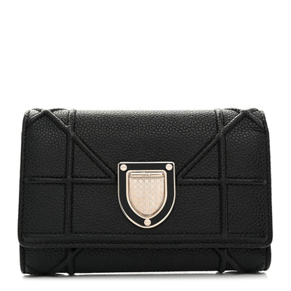 Christian Dior Grained Calfskin Cannage Diorama Elancee Wallet Black 1 of 8