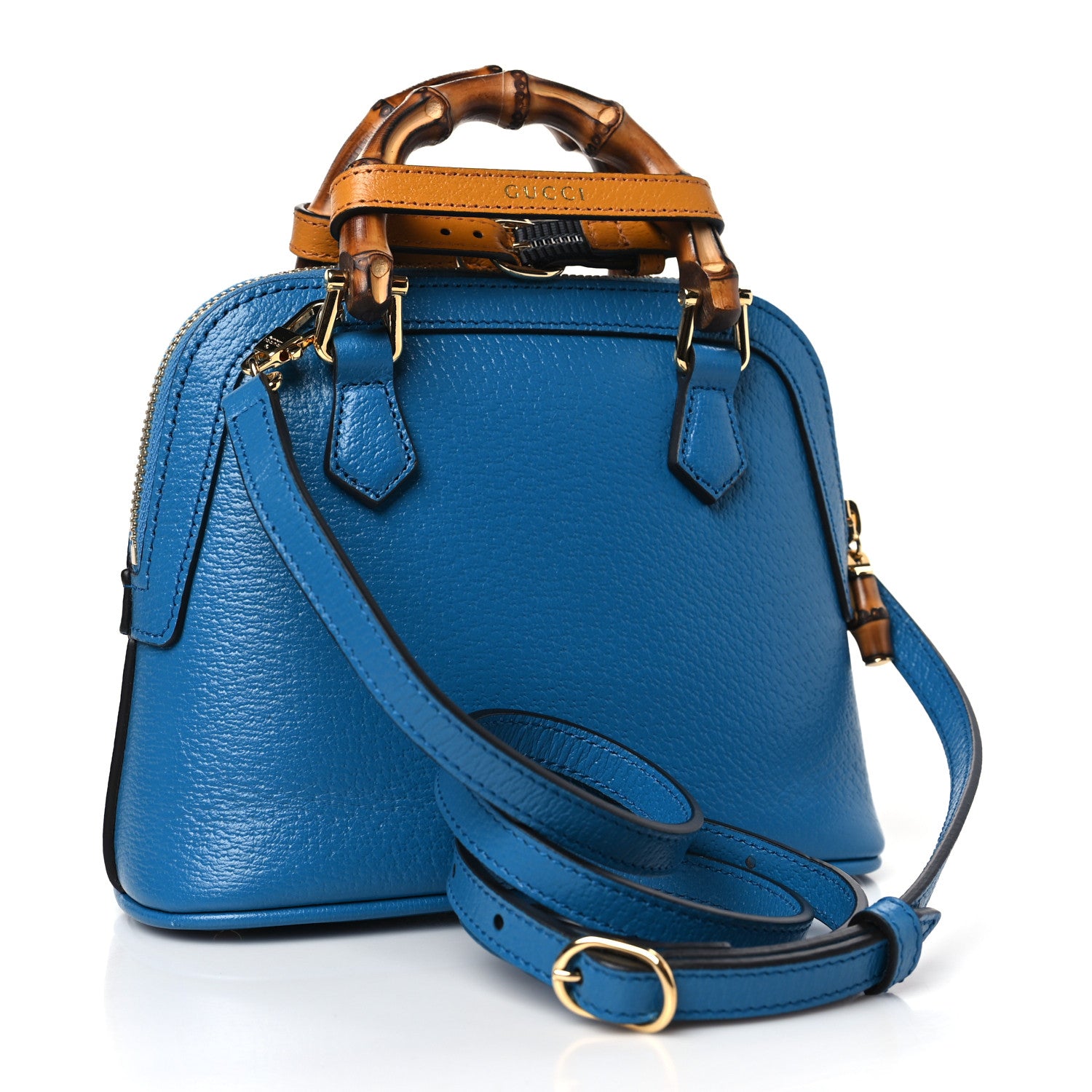 Gucci Textured Dollar Calfskin Mini Diana Dome Tote Bag Blue 3 of 9