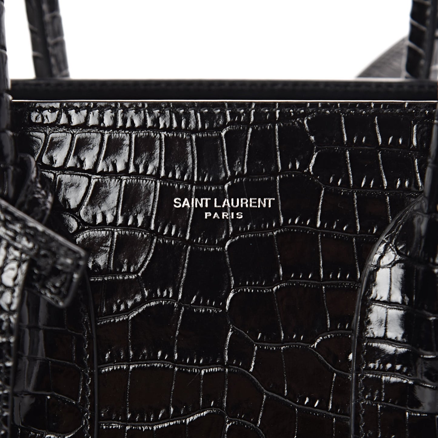 Calfskin Crocodile Embossed Small Sac de Jour Black