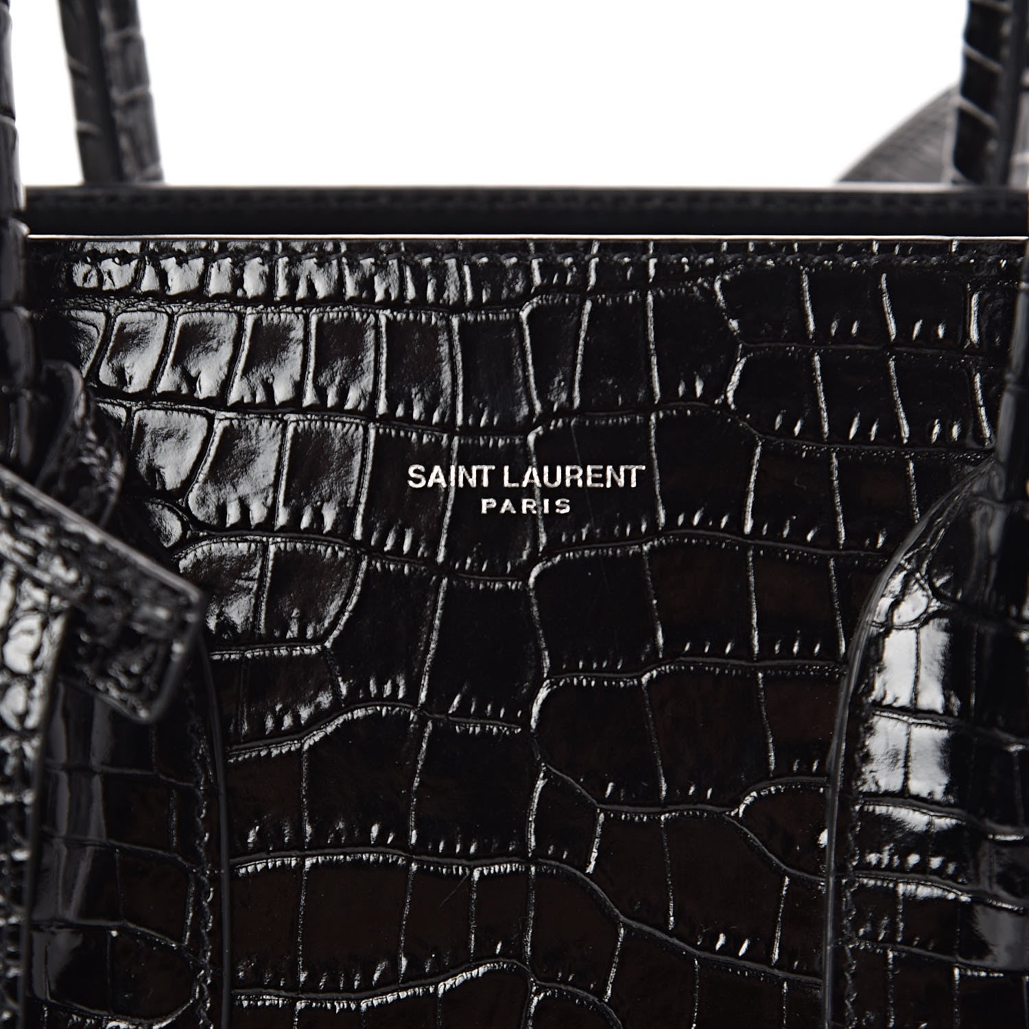 Saint Laurent Calfskin Crocodile Embossed Small Sac de Jour Black 7 of 9