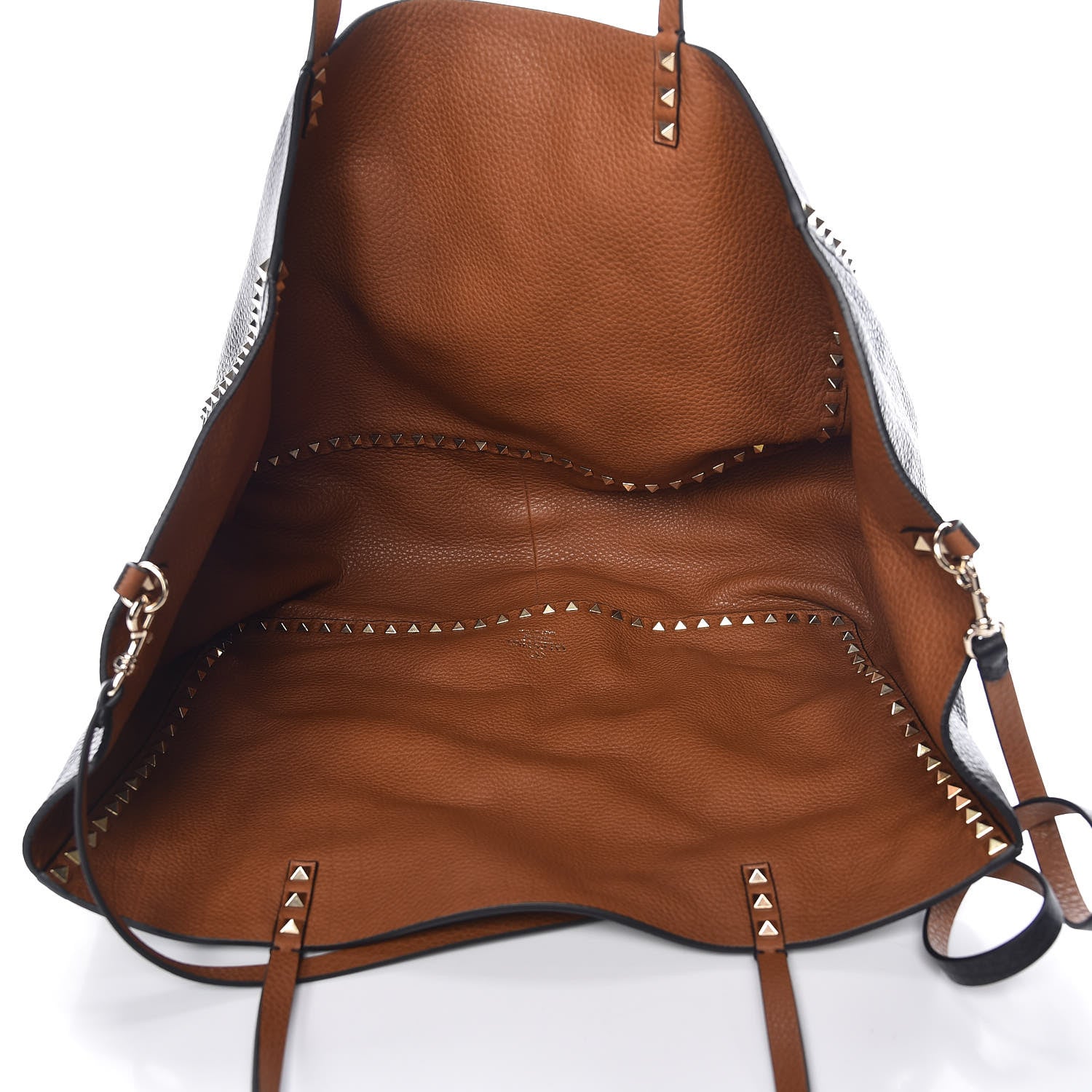Valentino Garavani Pebbled Calfskin Large Rockstud Reversible Tote Black Light Cuir 8 of 9