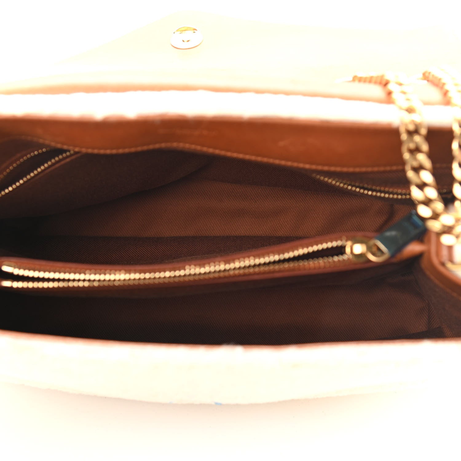 Saint Laurent Shearling Medium Loulou Shoulder Bag Natural 5 of 15