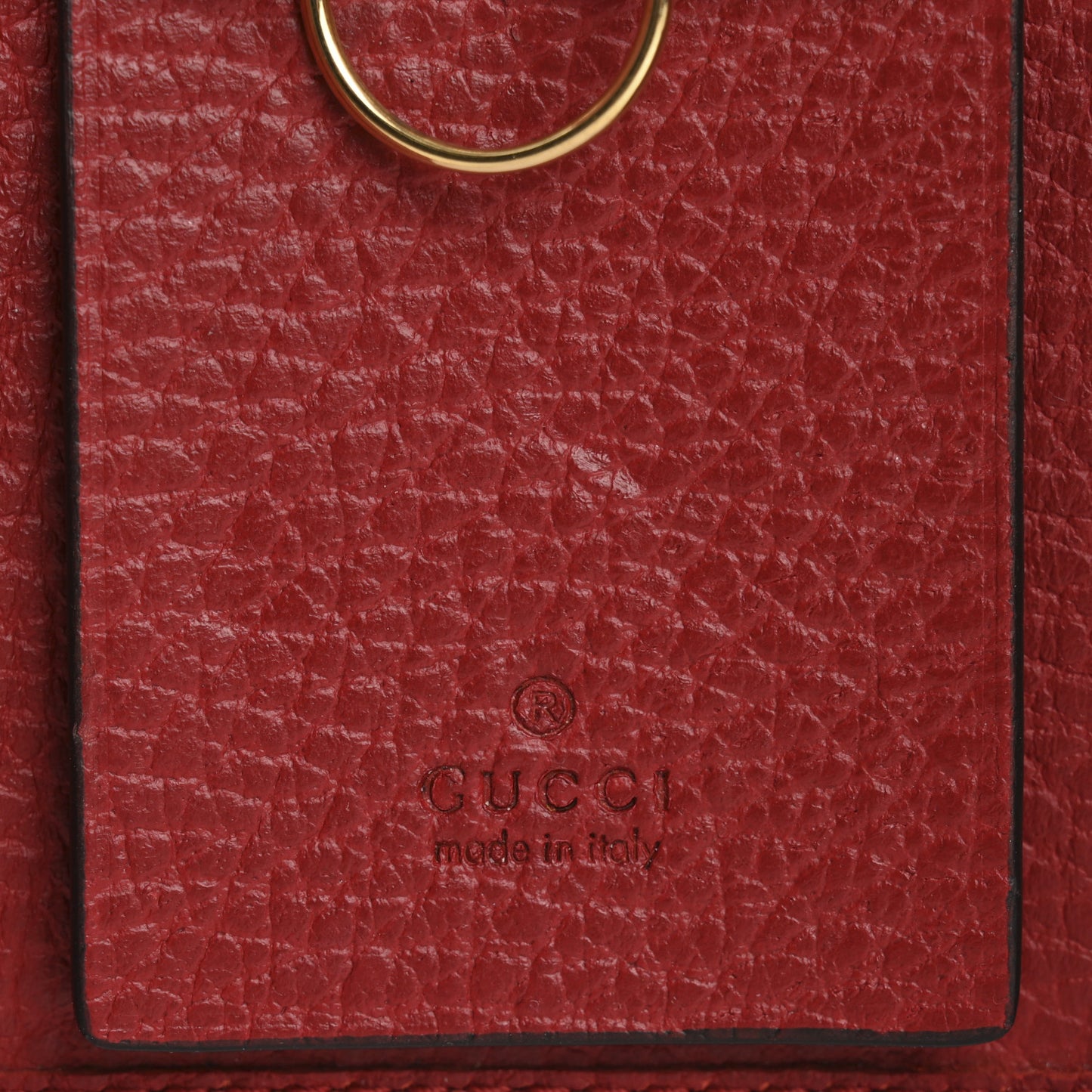 Pebbled Calfskin GG Marmont 6 Key Holder Hibiscus Red