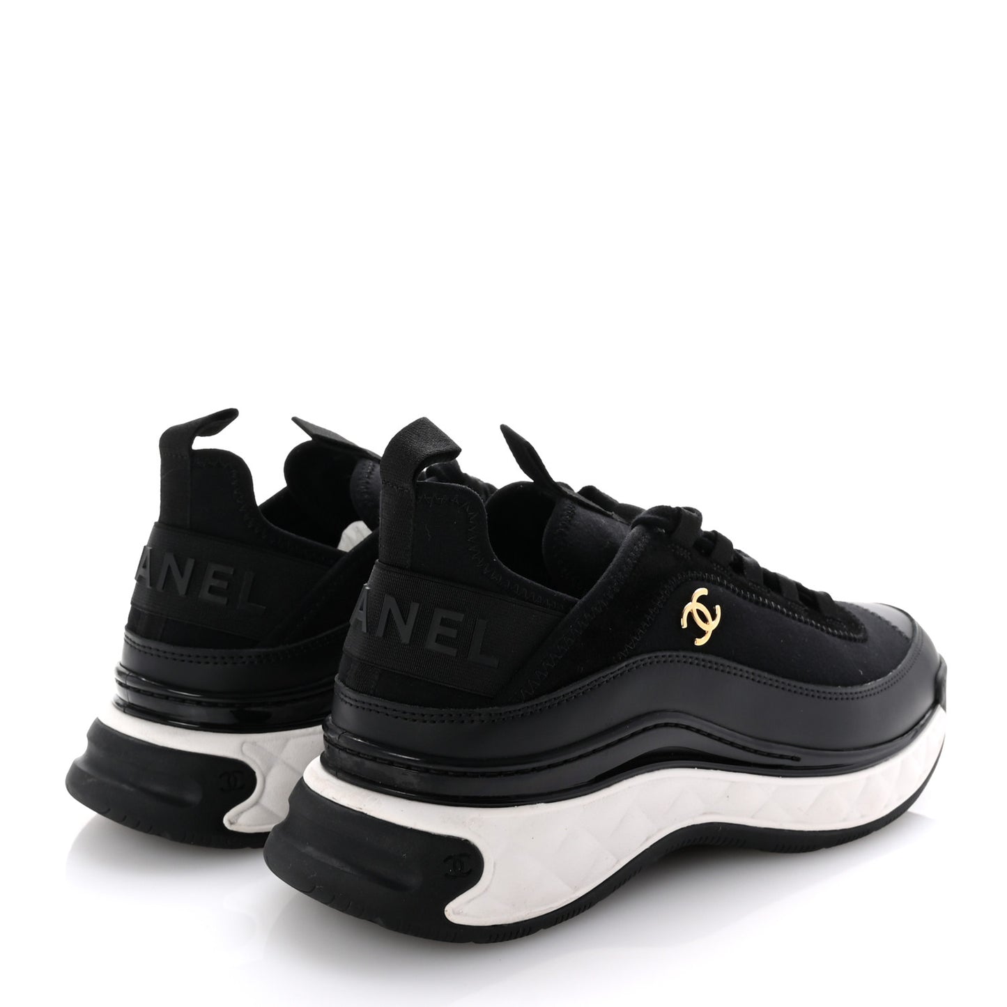 Velvet Calfskin Mixed Fibers CC Sneakers 39.5 Black