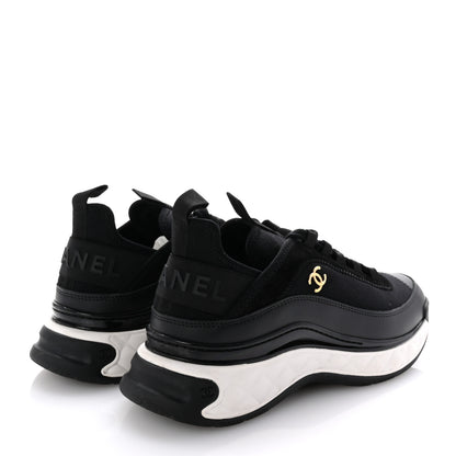 Chanel Velvet Calfskin Mixed Fibers CC Sneakers 39.5 Black 5 of 10