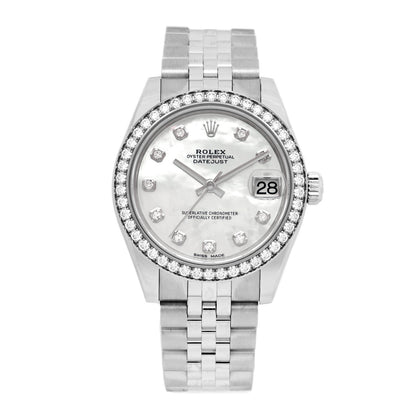 Rolex Stainless Steel 18K White Gold Diamond Mother of Pearl 31mm Oyster Perpetual Datejust Watch 178384 1 of 4