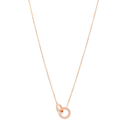 Cartier 18K Pink Gold Diamond Interlocking LOVE Paved Necklace 1 of 4