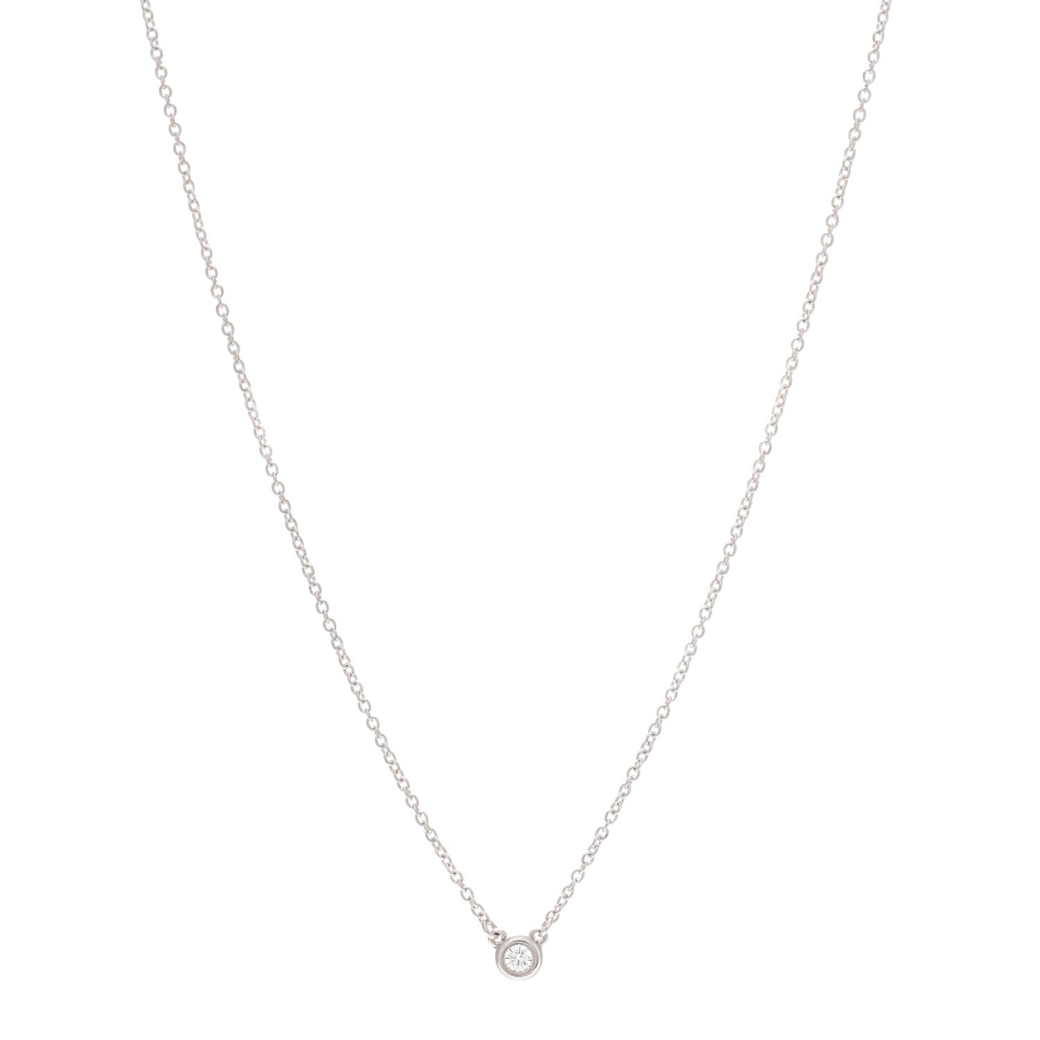 Tiffany Sterling Silver Diamond .05ct Elsa Peretti Diamonds by the Yard Pendant Necklace 1 of 8