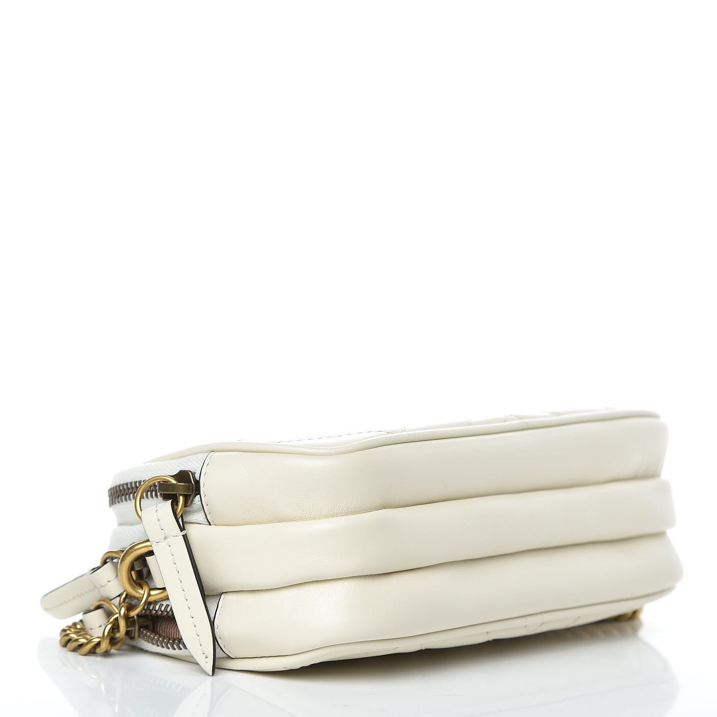 Calfskin Matelasse Mini GG Marmont Chain Crossbody Bag Mystic White