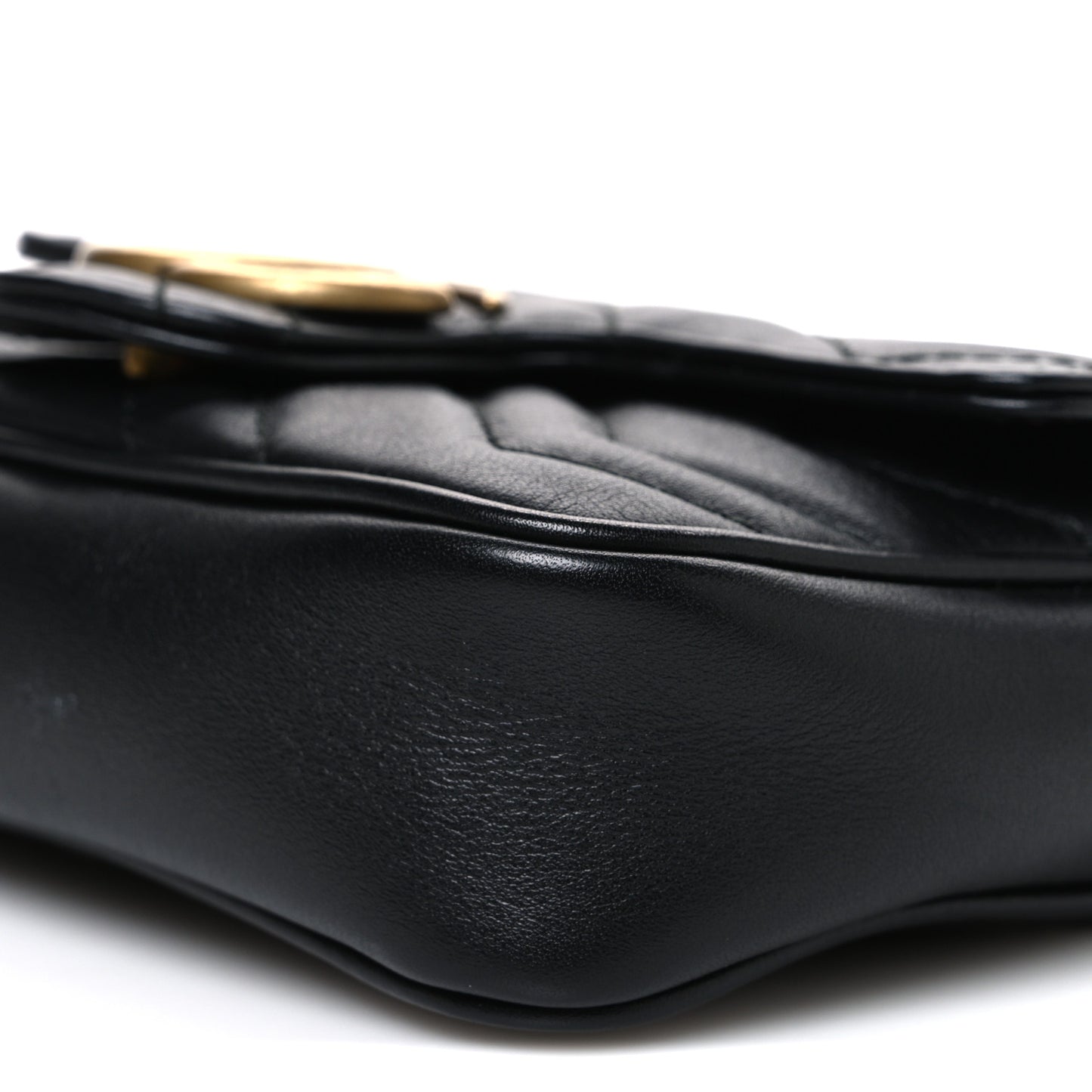 Calfskin Matelasse Super Mini GG Marmont Shoulder Bag Black