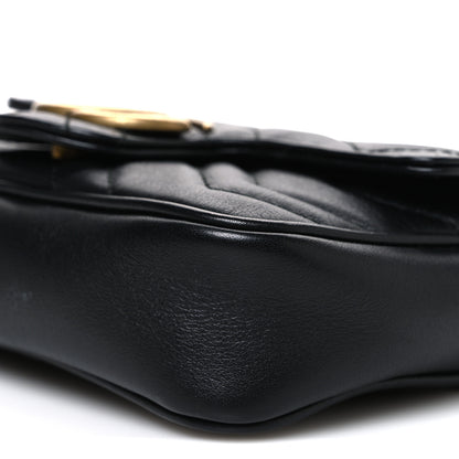 Gucci Calfskin Matelasse Super Mini GG Marmont Shoulder Bag Black 9 of 9