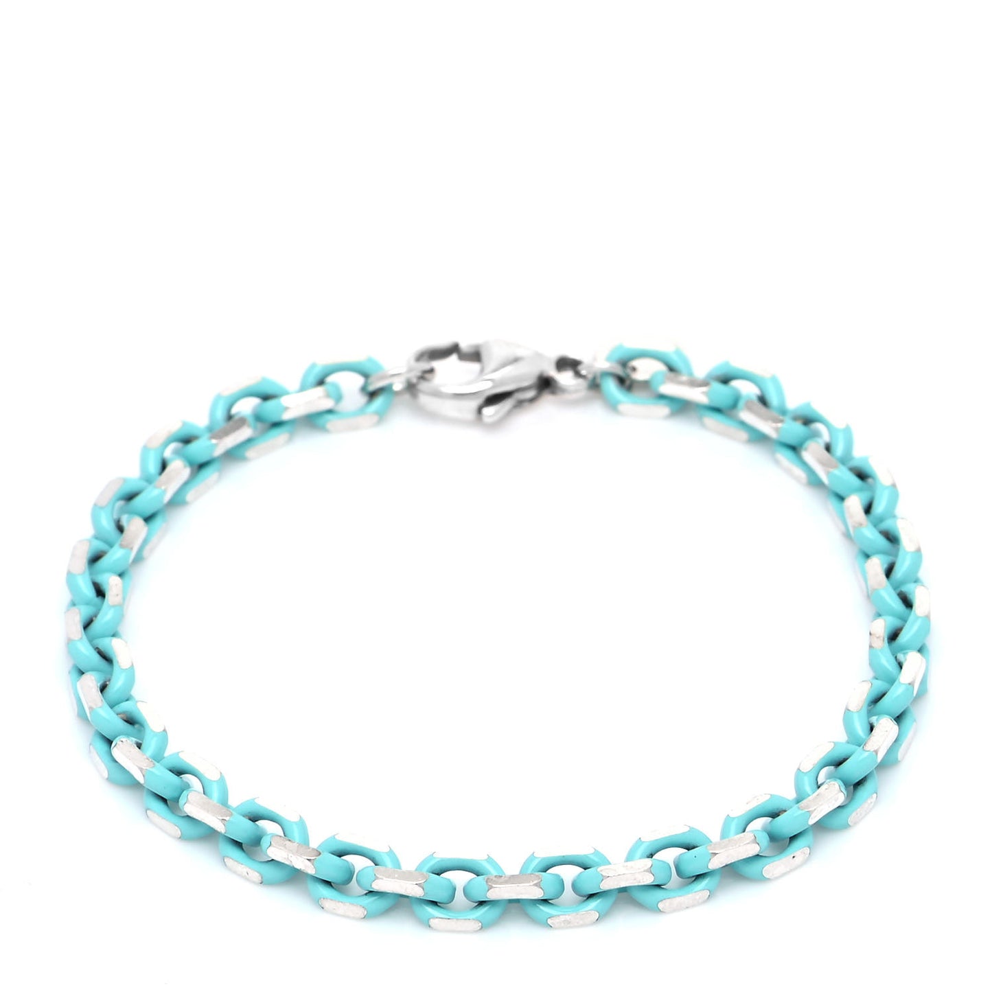 Sterling Silver Enamel Link Bracelet Blue