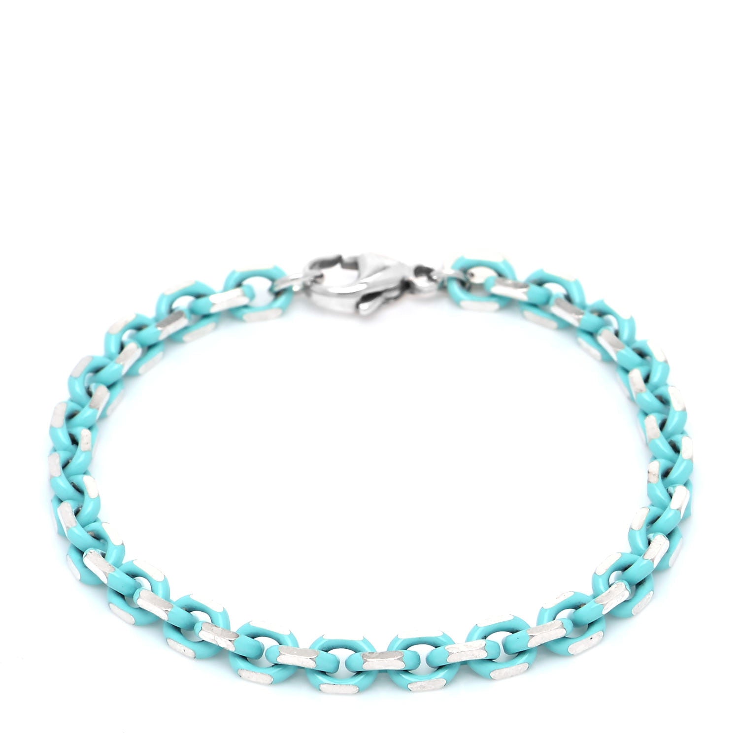 Tiffany Sterling Silver Enamel Link Bracelet Blue 1 of 6