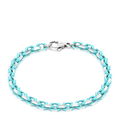 Tiffany Sterling Silver Enamel Link Bracelet Blue 1 of 6