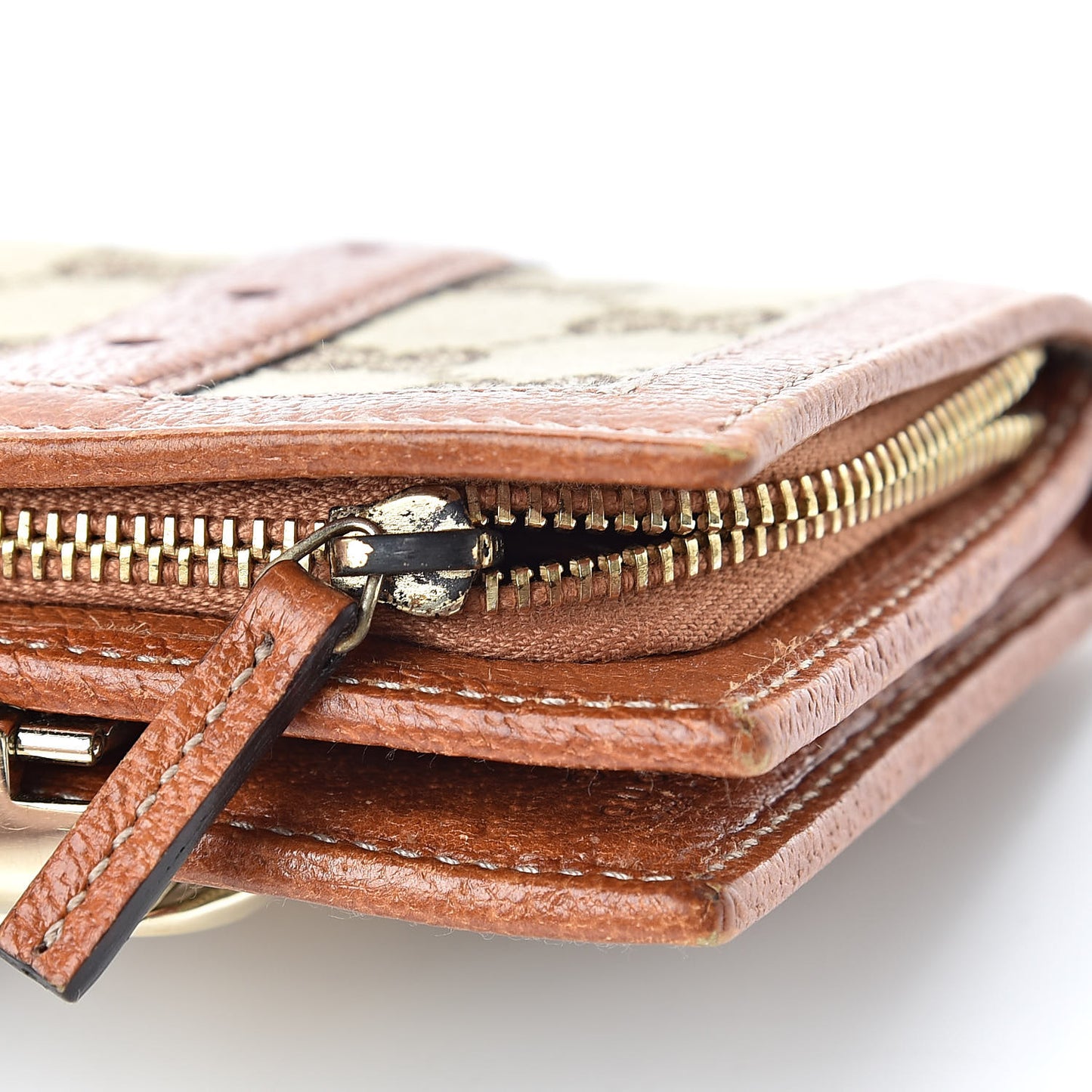 Monogram Buckle Compact Wallet Brown