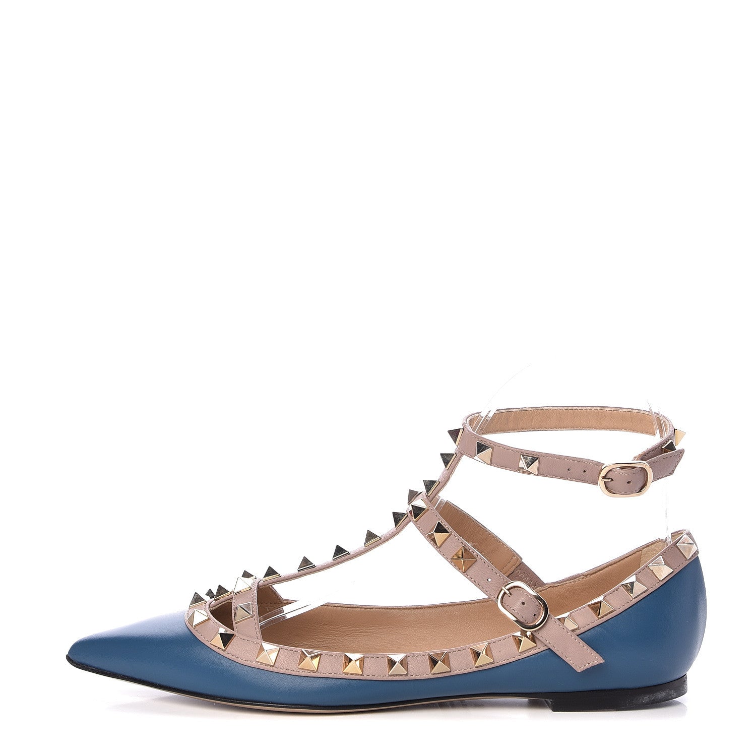 Valentino Garavani Nappa Rockstud Cage Ballerina Flats 36 Light Sapphire Poudre 1 of 13