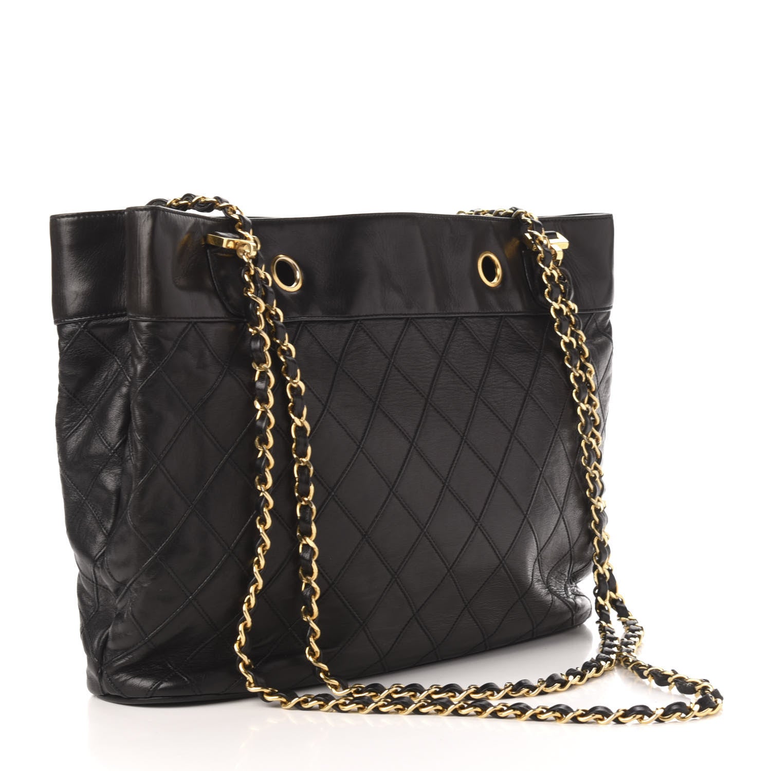 Chanel Lambskin Stitched Shopper Tote Black 3 of 13