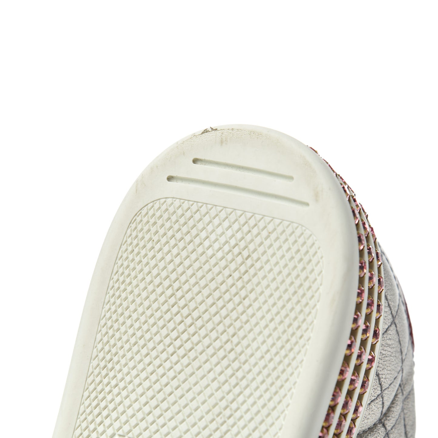 Laminated Nappa Crystal Web Bee Embroidered Trapuntata Womens Ace Platform Sneakers 36.5 Argento