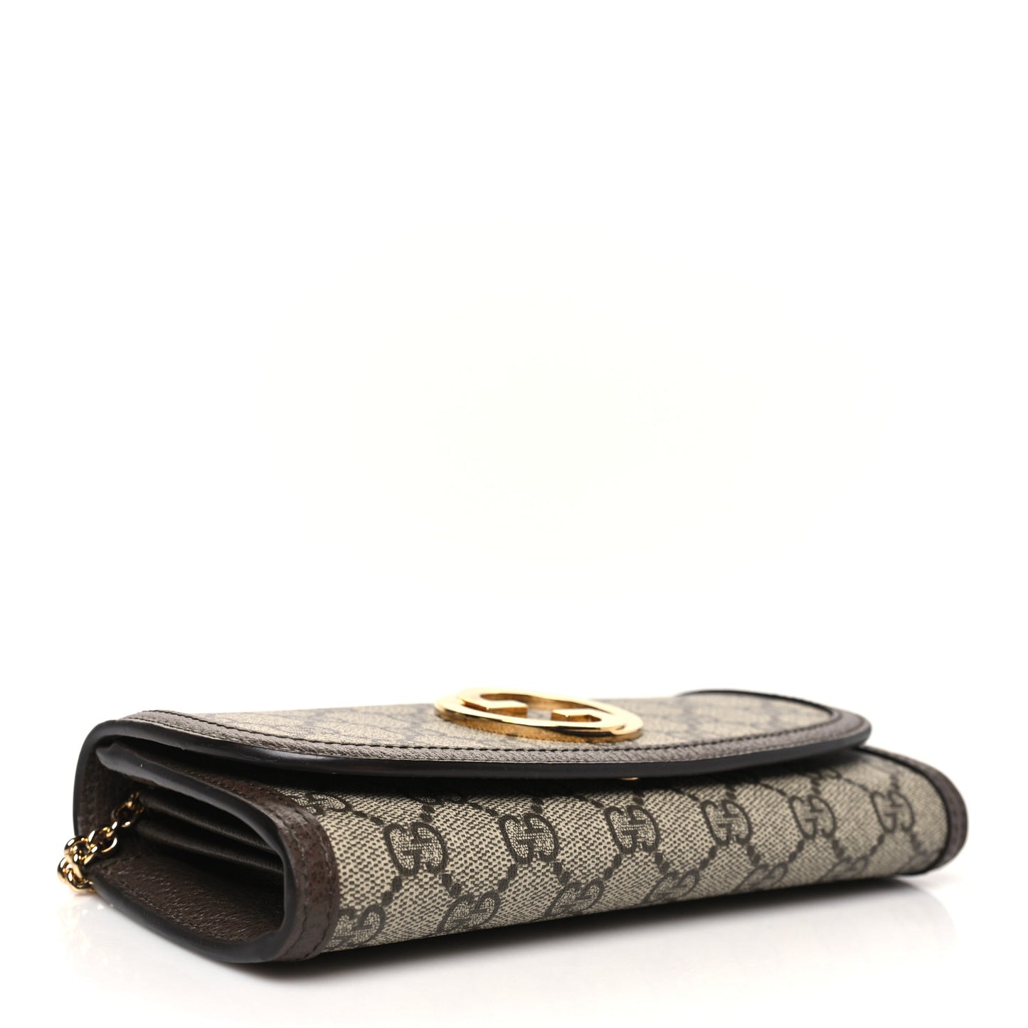 GG Supreme Monogram Textured Dollar Calfskin Blondie Continental Chain Wallet Beige Ebony New Acero