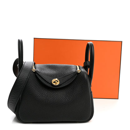Hermes Taurillon Clemence Mini Lindy 20 Black 10 of 10