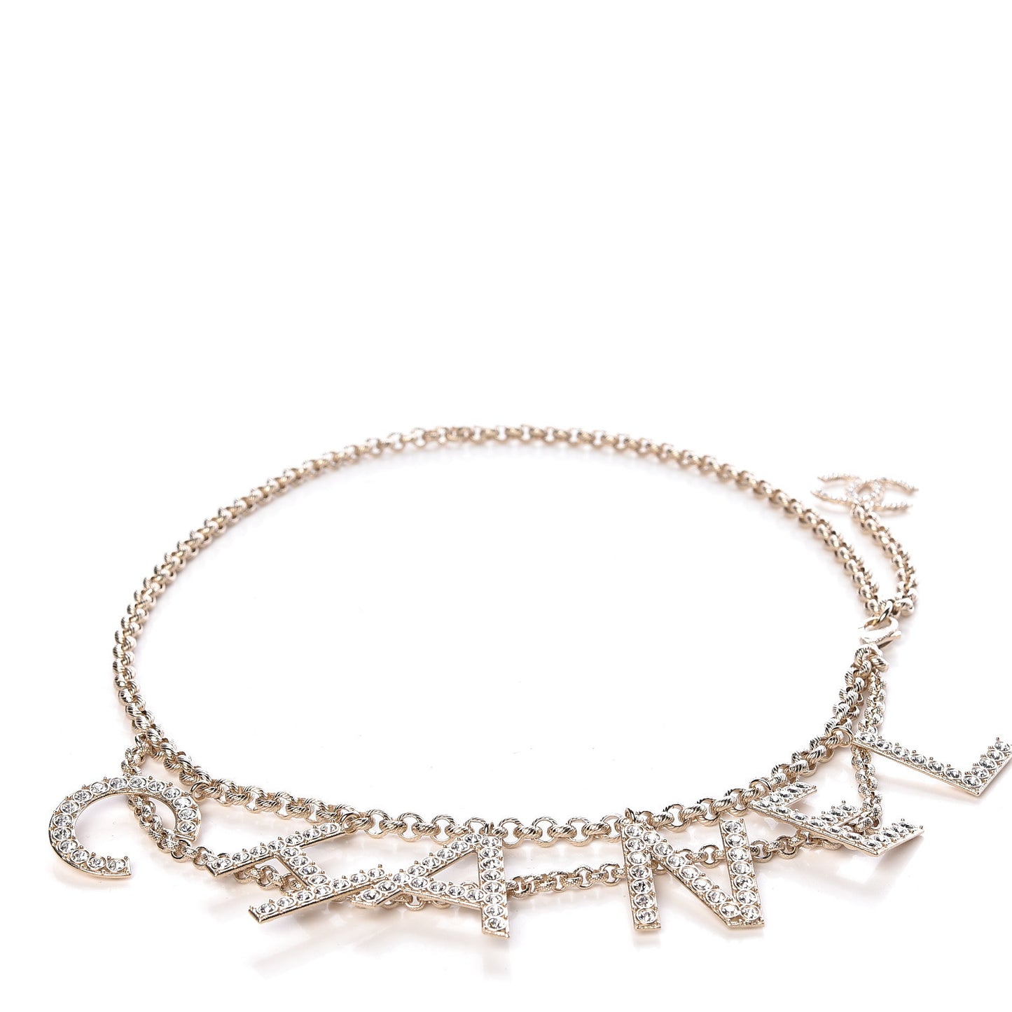 Metal Crystal 90's Icon Logo Chain Belt Gold