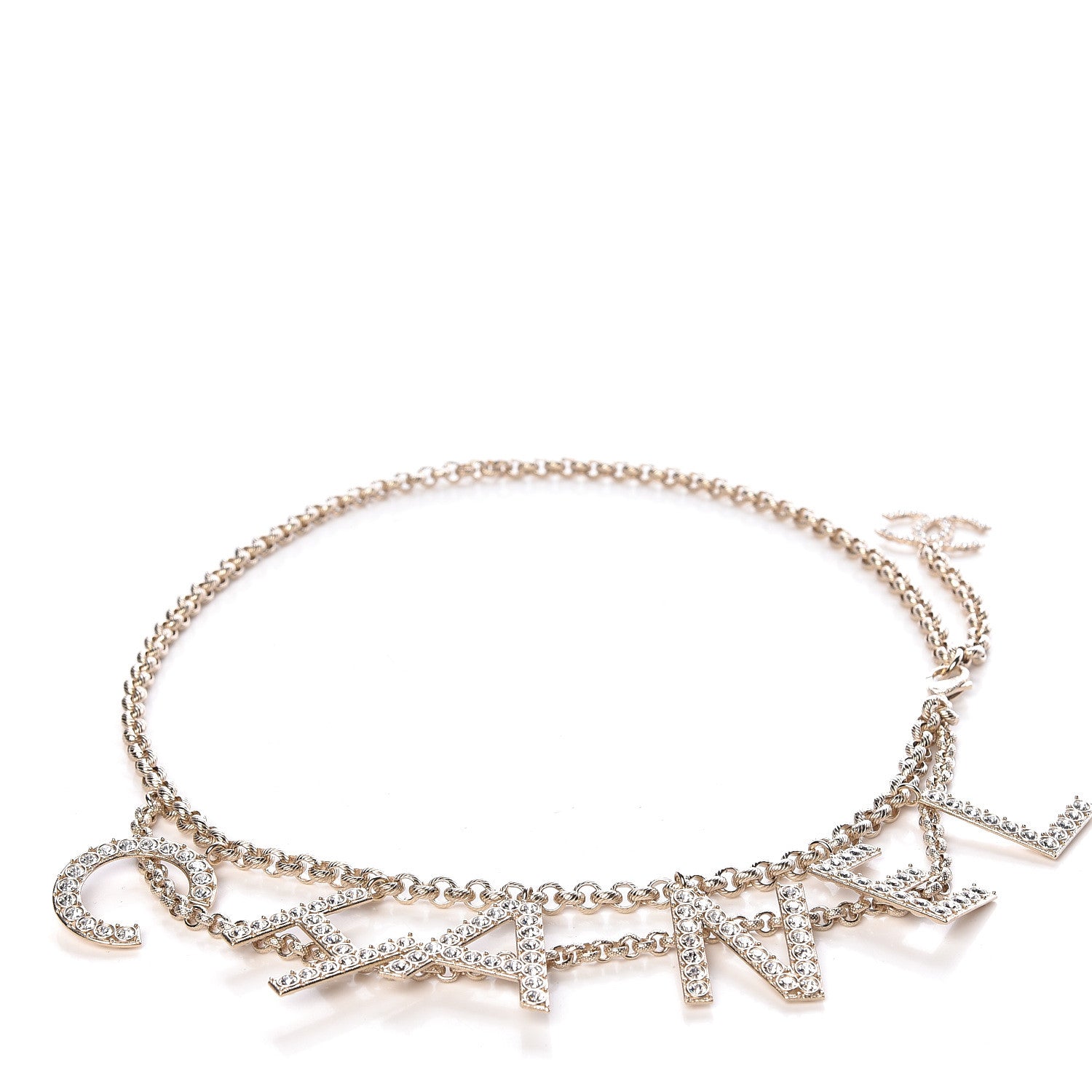 Chanel Metal Crystal 90's Icon Logo Chain Belt Gold 1 of 6