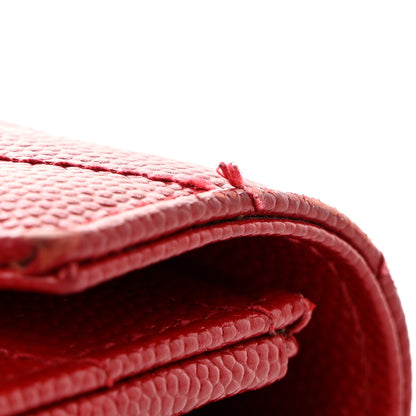 Saint Laurent Grain De Poudre Matelasse Chevron Monogram Flap Wallet Red 10 of 12