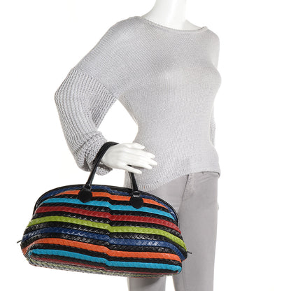 Bottega Veneta Intrecciato Shiny Goatskin Satchel Multicolor 2 of 9
