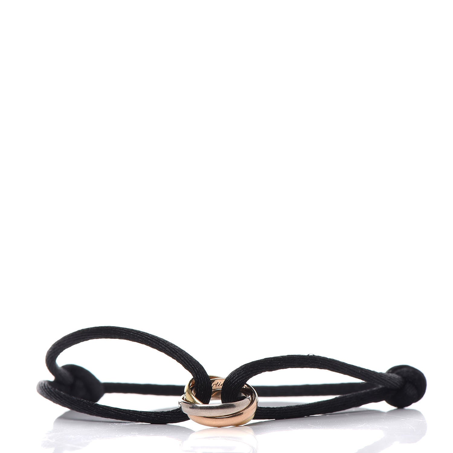 Cartier 18K Pink Yellow White Gold Trinity Adjustable Cord Bracelet Black 1 of 6